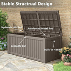 150 Gallon Resin Deck Box, Large Indoor and Outdoor Storage Box, Weatherproof and UV Resistant Outdoor Storage Box with Built-in Steel Beams for Patio, Cushions, Pool Supplies