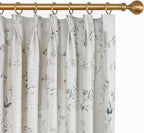Pinch Pleated Floral Linen Curtains, 72 Inch Wide by 84 Inch Long Printed Curtains for Privacy Light Filtering, Suitable for Living Rooms and Sunrooms.2 Panels
