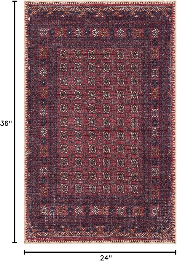 Keen Home Design 2x3 Rug - Machine Washable Entry Rug with Non-Slip Backing, Ideal for Enteryway, Kitchen, Bathroom, Laundry Room - Vintage, Easy Clean, Durable, Low Pile Rug - (2' x 3')