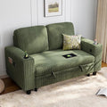 LINSY HOME Loveseat Sofa with Storage - Comfy Plush Corduroy 2 Seater Sofa with USB Charging & Cup Holders, Deep Seat Love Seat for Small Spaces Living Room Bedroom Apartment, Green