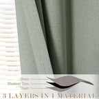 150 Inches Extra Wide Room Divider Draperies, Pinch Pleat Drapes, Absolutely Blackout Sliding Door Drapery, Total Privacy Ceiling Track Curtains, 150" W by 84" L, Fog Green (1 Panel)