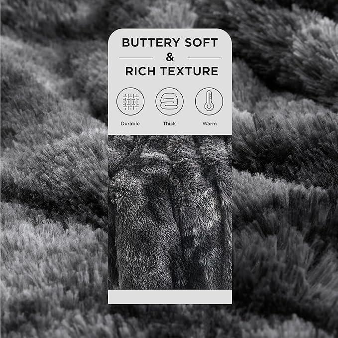 Bedsure GentleSoft Fluffy Black Blanket Cozy Gifts for Men, Black Home Decor Soft Fuzzy Plush Thick Warm Sherpa Fleece Faux Fur Throw Blanket for Couch Bed, Living Room College Dorm Decor, 50x60
