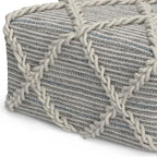 SIMPLIHOME Cowan Contemporary Square Pouf in Grey, Natural Handloom Woven for the Living Room, Bedroom and Kids Room