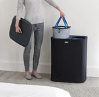 Joseph Joseph Tota 90 liter/23.8 gallon Laundry Hamper Separation Basket with lid, 2 Removable Washing Bags with Handles - Black