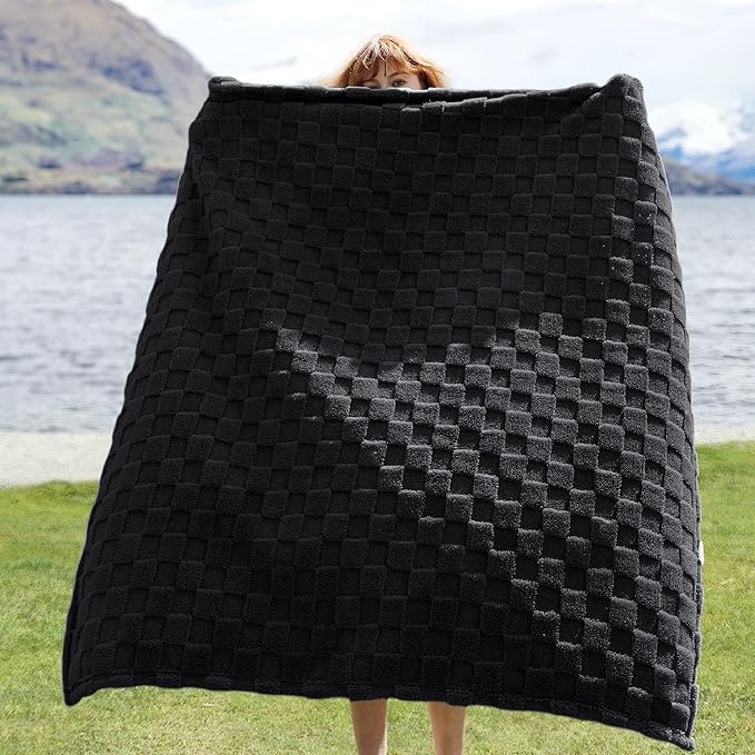 Bedsure GentleSoft Twin Blanket for Bed Black - Super Soft Cozy Blankets for Women Men Girls, Cute Fuzzy Fleece Throws for Bedroom Couch, 60x80 Inches