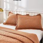 MarCielo 3-Piece 100% Cotton Oversized Bedspread Lightweight Quilt Coverlet Embroidery Farmhouse Bedding Set T0 (Royal Orange, Oversized Queen (100"x106"))