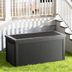 320 Gallon Outdoor Storage Box Waterproof Lockable Resin Deck Box Large, Patio Storage Bin for Pool Accessories Cushion Furniture, Garden Tools, UV-Resistant Outside Delivery Black