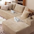 ovios 104" Cloud Sectional Couch with L-Shape Chaise,Modern Modular Sofa with Deep Seat, Upholstered Couches for Living Room Bedroom,No Assembly Required, Beige (Plush Corduroy Fabric)
