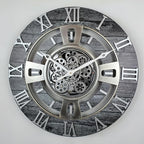 The Gears Clock Real Moving Gear Wall Clock England Line (Carbon Grey, 24 inches (60 cm))