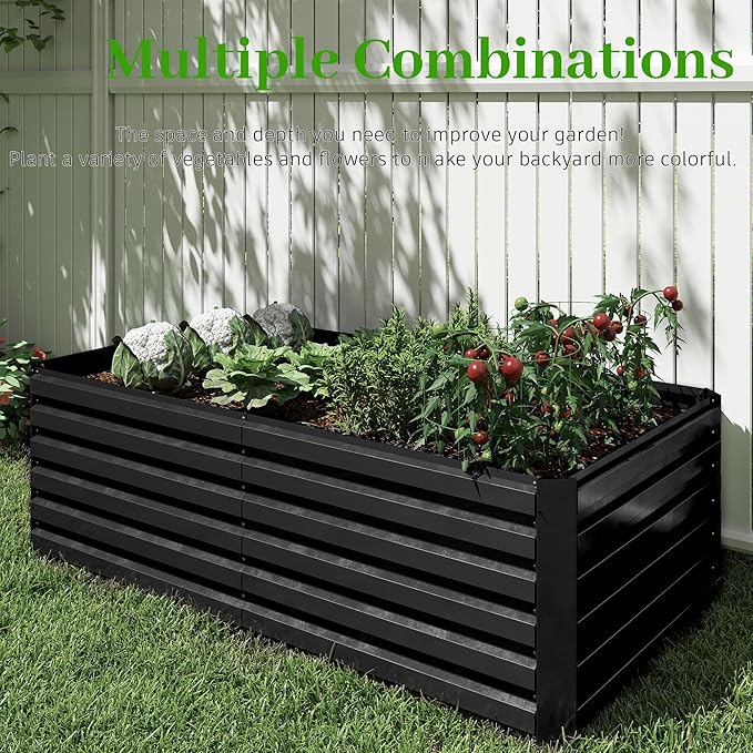 6x3x2 ft Raised Garden Bed, Large Metal Planter Raised Beds, Planters for Outdoor Plants for Vegetables, Flowers, Herbs, Fruits, and Succulents.(2 Pcs)