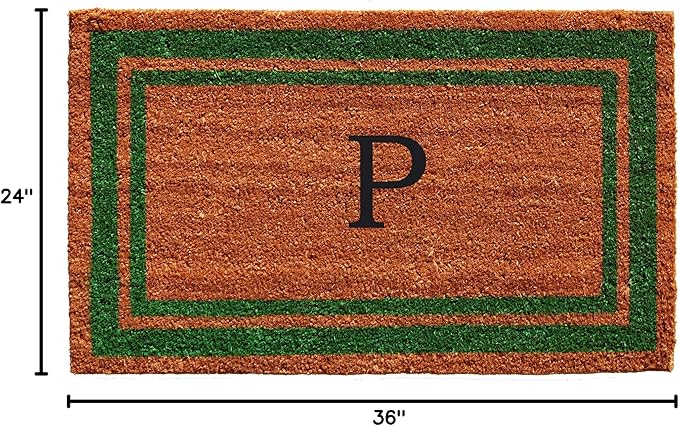 Calloway Mills Green Border 24" x 36" Monogram Doormat (Letter P)