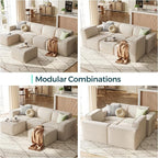 LINSY HOME Oversized Modular Sectional Sofa, 105" Cloud Couch L Shaped 3-Seat Sofa with 2 Movable Ottomans, Corduroy Sectional Couches for Living Room, No Assembly Required, Beige