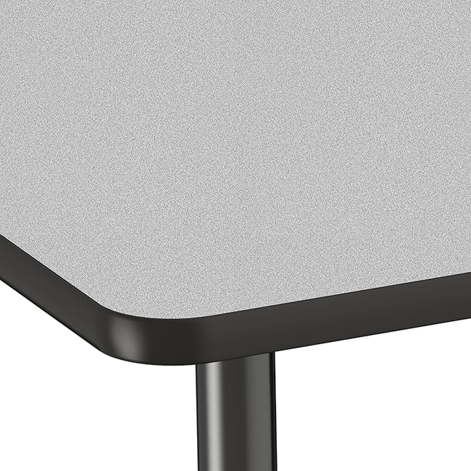 FDP Rectangle Activity School and Classroom Kids Table (24 x 72 inch), Chunky Toddler Legs, Adjustable Table Height 15-24 inches - Gray Top and Black Edge