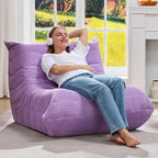 Bean Bag Chairs for Adults Giant Bean Bag Chair Memory Foam BeanBag Chair Big Bean Bag Sofa with Filler Faux Fur Fireside Beanbags Lazy Sofa for Living Room Bedroom Dorm Office (Purple Corduroy)