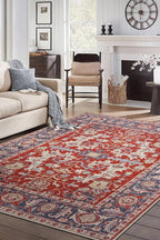 Keen Home Design 5x7 Rug - Machine Washable Area Rug with Non-Slip Backing, Ideal for Living Room, Dining Room, Bedroom - Vintage, Easy Clean, Durable, Low Pile Rug - (5' x 7')