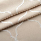 MIUCO Moroccan Embroidered Semi Sheer Curtains Faux Linen Grommet Window Drapes for Living Room 52 x 95 Inch 1 Pair Set, Linen