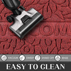 Yimobra Welcome Mat Outdoor Indoor, 29.5x17 Waterproof Door Mat Outside Entrance, All-Weather Non Slip Doormat, Low-Profile Front Door Mat, Porch and Patio Entryway Mat, Wine Red