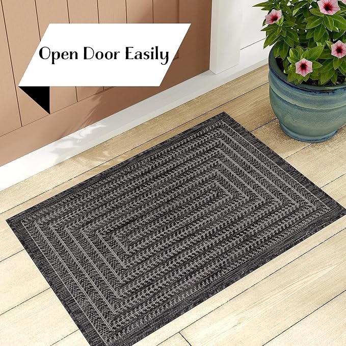 Adiva Rugs Outdoor Indoor Area Rug, Weather Resistant, Easy to Clean, Stain Resistant Floor Mat for Dining Room, Backyard, Deck, Patio (Pebble Weiss, 2' x 3')