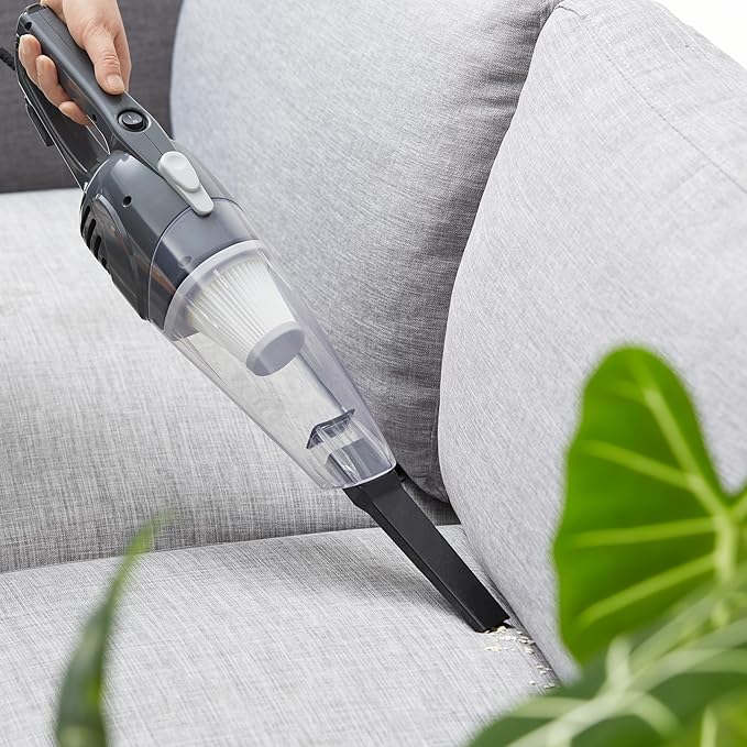 Amazon Basics 2-in-1 Corded Stick Vacuum Cleaner, Convertible to Handheld, Lightweight (3.9 LBS), with Washable HEPA Filter, Crevice Tools, 0.5L Dust Cup, 19.7-Ft Cord, 300W, Black