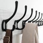 SKOLOO Rustic Wall Mounted Coat Rack, Case of 2, Pine Solid Wood Coat Hook Hanger - 10 Hooks for Hanging Clothes Robes Towels Coats
