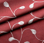 MIUCO Floral Embroidery Semi Sheer Curtain Panels Faux Linen Grommet Curtains for Kids Room 52 x 95 Inch 2 Panels, Burgundy