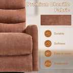 Manual Swivel Rocker Recliner Chair for Adults, Overstuffed Reclining Glider Chair for Nursing with Vibration Massage & Heat, Living Room Rocking Recliner 3-Stage backrest, Chenille Fabric Orange