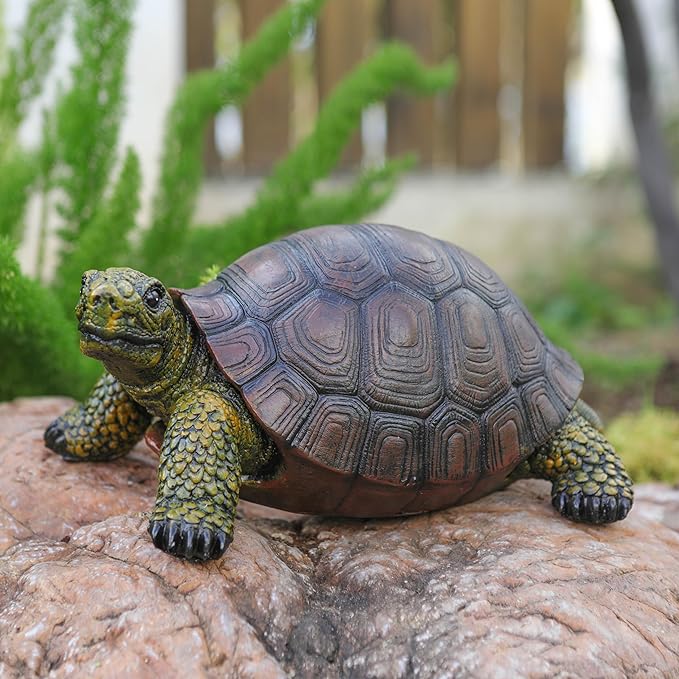 Weather-Resistant Resin Turtle Statue Decoration, Exquisite Handicraft, Artistic Simulation Animal Sculpture, Suitable for Outdoor Gardens, Courtyards, Ponds, Colorful Holiday Decoration Gifts