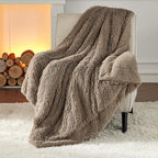 Bedsure GentleSoft Fuzzy Sherpa Faux Fur Twin Blanket, Brown Cozy Gifts for Women Men, Soft Fleece Plush Warm Minky Thick Blanket Twin Size for Bed, Couch, Brown Room Decor Dorm Essentials, 60x80