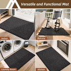 COSY HOMEER-Door-Mat 24"x36" Non Slip Absorbent Entryway Rugs Dirt Trapper Doormats Washable Entrance Mats Low Pile Welcome Floor Mat for Front Back Door and Entry Mats,Black