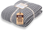 Gold Case Throw Blanket for Bed – 100% Recycled Turkish Cotton Bed Blanket – Decorative Throw Cotton Blankets for Living Room & Bedroom – Vintage Black Woven Queen Blankets – 90x90