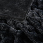 Lotus Karen Faux Fur Throw Blanket Black - Big Bubble Rabbit Fluff Blanket for Couch, Small Fluffy Fuzzy Cozy Blanket, Thick Furry Plush Shaggy Blankets, 50x60 Inches