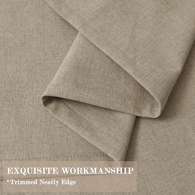70" W x 108" L Faux Linen Room Divider Curtains, Full Blackout Pinch Pleated Drapes for Traverse Rod, Bedroom Divider Privacy Drapery with Hooks for Ceiling Track, 1 Panel, Light Khaki