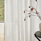 MYSKY HOME Country Curtains for Sliding Glass Door, Back Tab Semi Sheer Curtain Panels Extra Long Floor Length Drapes Linen Texture Soft Touch, 50x108 Inch, Linen, Set of 2