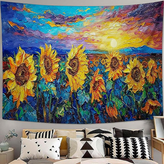 yowecso Sunflower Tapestry Sunset Flower Field Tapestry Wall Hanging for Bedroom Sunflower Tapestries Aesthetic Wall Decor for Home Dorm Living Room 40"x60"