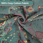 Boho Fall Throw Blanket for Bed，100% Ultra Cotton Soft Breathable Bed Throw Floral Printed Farmhouse Decor Rustic Bed Throws for Couch Sofa Quilt 90" x 98"