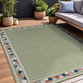 Beverly Rug Outdoor Rug 9x12 Modern Bordered Large Area Rugs for Indoor and Outdoor Patio Easy to Clean Non Shedding Living Room Porch Garden Washable Outside Carpet (9 x 12 Green)