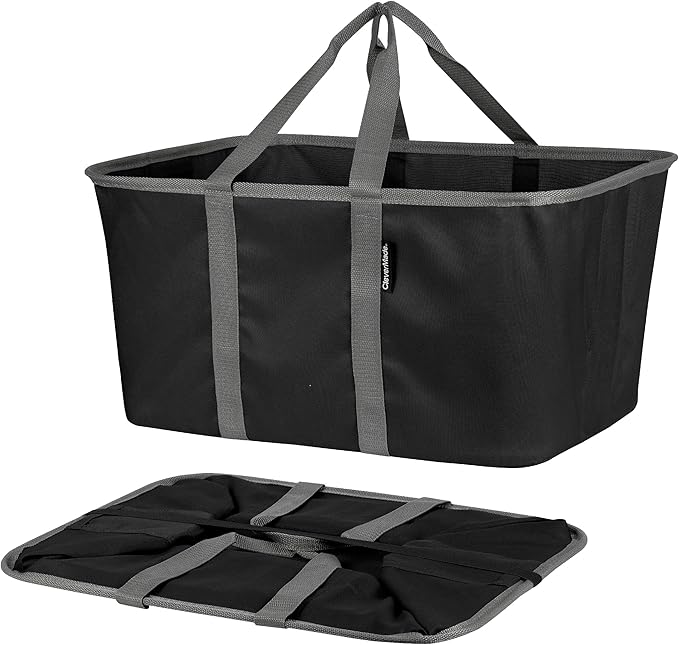 CleverMade Collapsible Laundry Tote - Midnight Black Shadow Gray 2-Pack 50L - Foldable Storage Organization Container for Clothes Laundry Room Storage