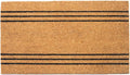 Welcome Doormats, Natural Coco Coir Mats with Non-Slip PVC Backing, Indoor Outdoor Mats for Home & Office, Floor Mats for Door Decor, Plain Entry Mat with Stripes, Beige & Black, 30"x17"