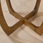 PADMA HOUSE Round Wood End Table with Curved Legs - Brown Walnut