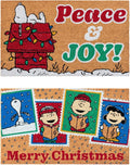 Gertmenian Peanuts Snoopy Coir Doormat - 2x3 Welcome Mat (2-Pack), Ideal for High Traffic Areas in Front Door, Garage, Entryway - Peace & Joy, 80023