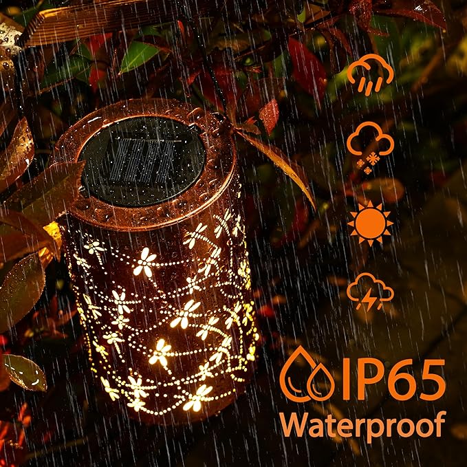 Solar Lanterns Outdoor Waterproof, Dragonfly Birthday Gifts for Women Men, Hanging Solar Lantern for Yard, Patio, Porch, Backyard, Landscape, Garden Decor