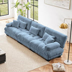 Modular Sectional Sofa, Comfy Cloud Couch 3 Seater Couch, Sectional Couches for Living Room, Modern Chenille Oversized Couches for Bedroom, Sleeper Deep Seat Sofa with Throw Pillows, Blue