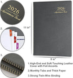 2026 Weekly Appointment Book - Appointment Book 2026, Jan 2026 - Dec 2026, Daily/Hourly Planner with Tabs, 15 Minutes, 8.26"x 11.4", Wirebound - Grey