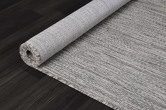 CAMILSON Outdoor Rug 8x10 Modern Area Rugs for Indoor and Outdoor Patios and Porches - Waterproof, Washable, Non-Shedding, Easy-to-Clean Outside Carpet (8 x 10, Solid - Silver Gray)