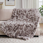 Ultra Soft Luxury Faux Fur Throw Blanket for Counch,Fuzzy Fluffy Plush Warm Cozy Elegant Wrinkled Blanket for Sofa Bedroom Living Room,（50"x60",Tie-dye Taupe）