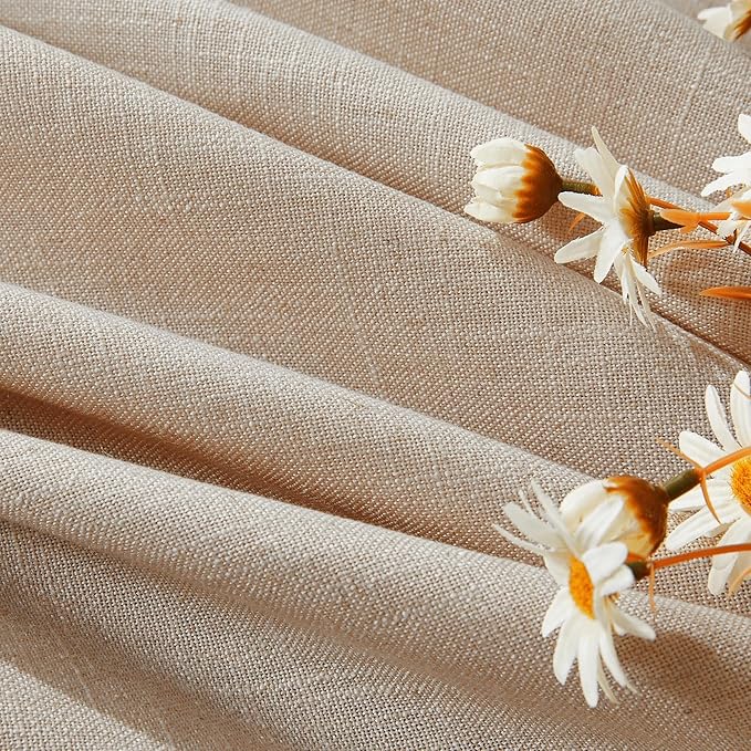 Joydeco Linen Curtains for Living Room,Light Filtering Rod Pocket Back Tab Semi Sheer Drapes Window Long Curtains 72 inches Long Sheer Bliss