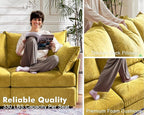 Oversized Accent Chair, 24.5" Deep Seat Large Reading Armchair with Removable Backrest & Detachable Cover,Chenille Yellow for Living Room/Bedroom/Office