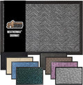 GORILLA GRIP 100% Waterproof All-Season WeatherMax Doormat US Designed Natural Rubber, Stain and Fade Resistant, Low Profile Indoor Outdoor Door Mats, Easy Clean Patio Mat, 17x29, Steel Chevron