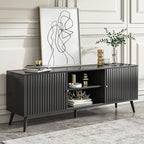 Mid Century Modern TV Stand for Televisions up to 70 Inches, with Sliding Doors and Storage, Television Stands, TV Consoles, Media Consoles for Living Room, 63 Inch (Black)