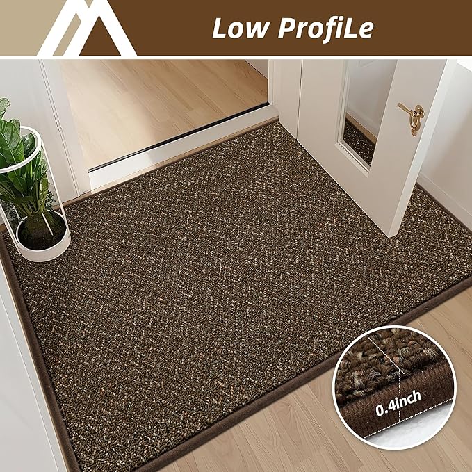 COSY HOMEER-Door-Mat 24"x36" Non Slip Absorbent Entryway Rugs Dirt Trapper Doormats Washable Entrance Mats Low Pile Welcome Floor Mat for Front Back Door and Entry Mats,Brown